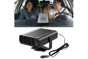 KITUREK Car Heater, 12V 150W Fast Heating Windshield Defogger and Defroster, 2 in 1 Portable Heating & Cooling Fan, 360° Rotatable Heater with Plug-in Cigarette Lighter (Black)
