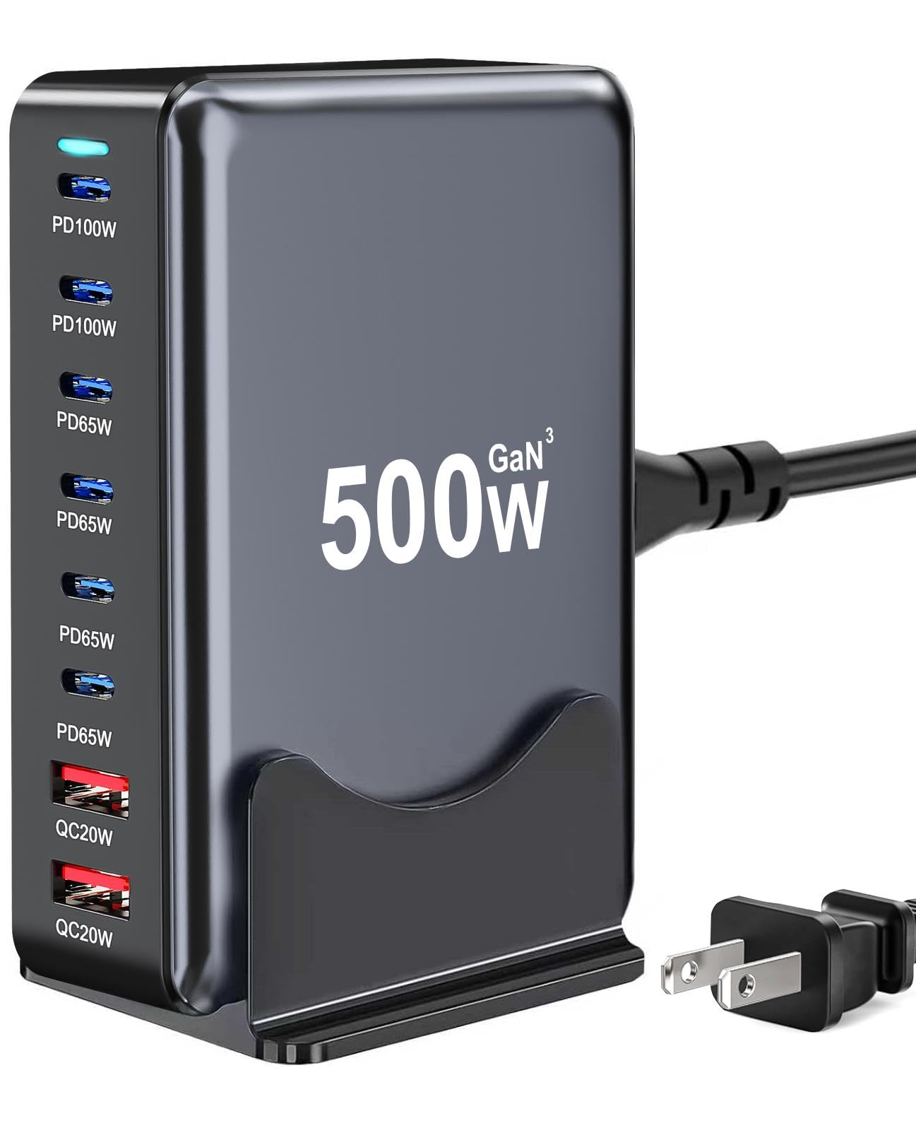 Photo 1 of 500W USB C Charger Block, 8-Port Fast USB Charging Station Dual PD 100W GaN ? Pro Charging Station For Multiple Devices, Laptop Charger Adapter Compatible with MacBook, DELL, iPad, iPhone, Samsung etc