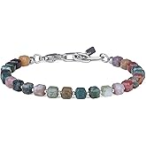 COAI Beaded Bracelet for Men, Cube Crystal Gemstone Bracelet for Men, 5MM Onyx/Indian Agate/Labradorite/Picture Jasper