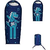 Adjustable Length Mummy Style Kids Sleeping Bag with Pillow Sleeve, 4 Season 32 – 59F, Lightweight and Backpacking Style, Ideal for Camping, Sleepover, Boys, Girls, Youth and Toddlers