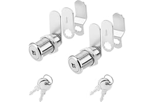 BEVTEE 2 Packs Cabinet Locks with Keys,1-1/2" Long Cam Lock Keyed Alike, US General Tool Box Lock, Zinc Alloy Locks Replacement Set Fits on 1-3/8" Max Panel Thickness for File Drawer RV Storage Desk