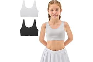 Sascina Girls First Bra 7-12 Seamless Training Bras for Girls Sports Bras Stretchy Comfortable- No Pads, Chest Double Lined