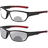 Sports Transition Photochromic Bifocal Reading Glasses for Men Wrap Around Safety Glasses with Readers sunglasses F25