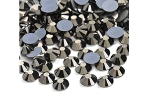 KZKCY Hotfix Rhinestones Flatback Glass Rhinestone 6000PCS SS6 1.9-2.0MM Round Gems for Nails Art Glitter Crystals Stone DIY Bags Clothes Shoes (Mineral Black)