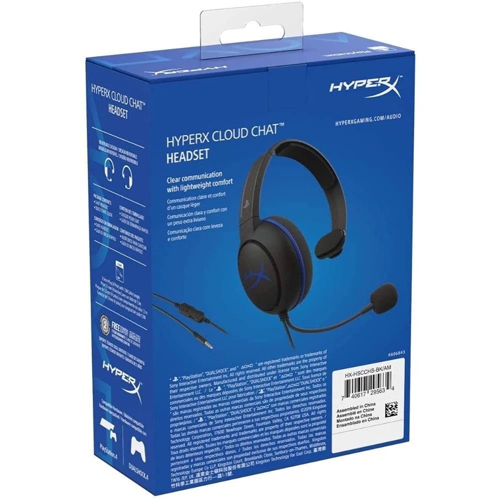 HyperX Cloud Chat Headset – Official PlayStation Licensed for PS4, Clear Voice Chat, 40mm Driver, Noise-Cancellation Microphone, Pop Filter, In-Line Audio CONTROLS, Lightweight, Reversible