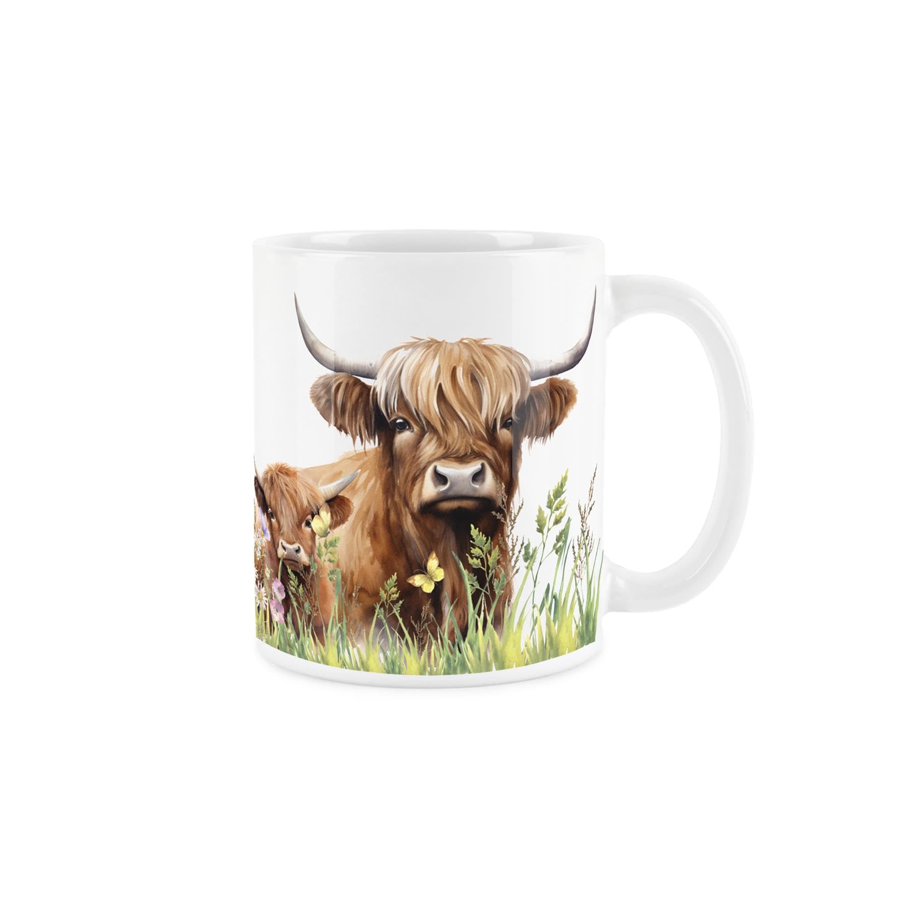 Purely Home Highland Cow Mug - Mum & Calf Farmyard Tea/Coffee Gift Present Ceramic Cup