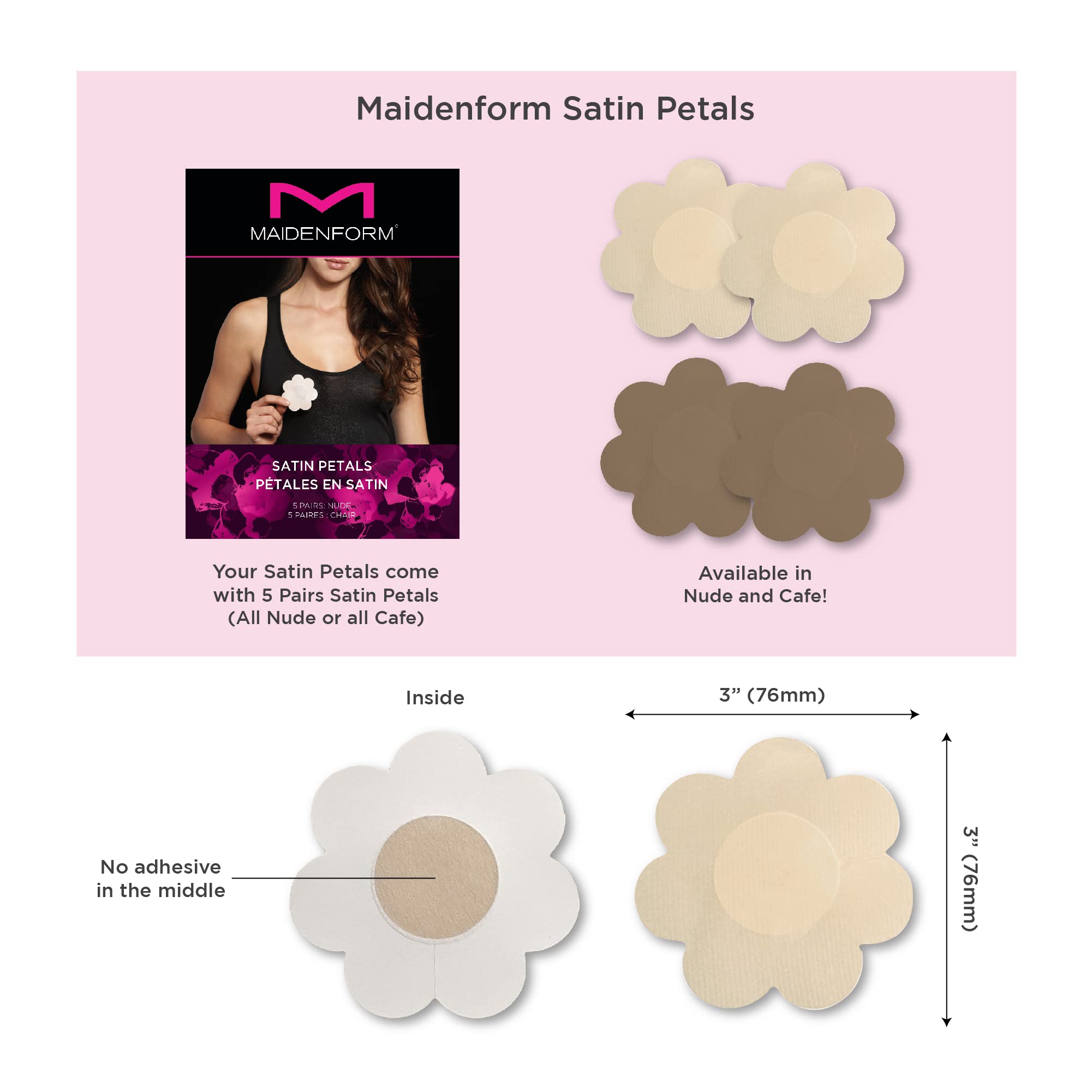 Maidenform Women's 5 Pair Satin No Show Petals