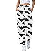 Halloween Sweatpants Women Gothic Witch Patterned Jogger Cinch Bottom Casual Wide Leg Sweat Pants with Pockets