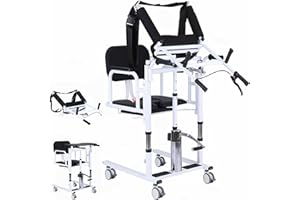 5 in 1 Patient Lift Transfer Chair for Elderly and Home,Portable Adjustable Height Footrest Hydraulic Lift Nursing Wheelchair