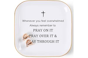 COZITED Christian Gifts Inspirational Gifts for Women Jewelry Dish Ring Trinket Tray, Cheer Up Encouragement Religious Gift Spiritual Gift Bible Faith Gifts for Women Birthday Christmas Mother's Day