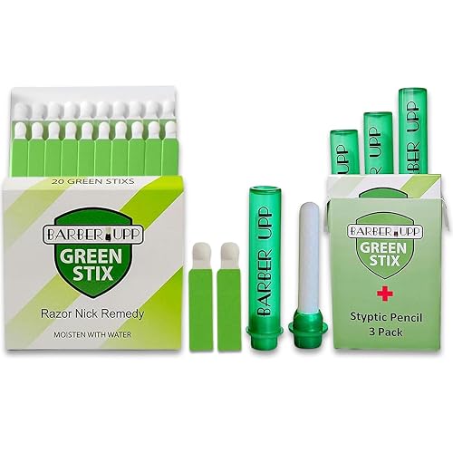 Stix Razor Green Stix + Styptic Pencil Set - 3 Pencils + 20 Aluminum Sulfate ...