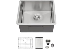 Logmey 21 Inch Undermount Bar Sink 21x18 In Handmade Kitchen Sink 16 Gauge Stainless Steel Prep Sink Single Bowl Handmade RV Sink Small Bar Sink Kitchen Sinks 21x18x9 Inches