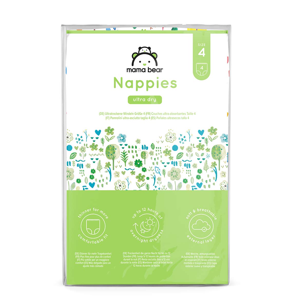 Amazon Brand - Mama Bear - Ultra Dry Nappies - Size 4 (8-14 kg) Sample, 4 count (pack of 1), White
