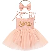 IBTOM CASTLE Baby Girl 1st Birthday Outfit Floral Strawberry Smocked Tutu Dress One Year Old Birthday Cake Smash Photoshoot