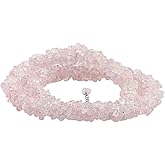 CRYSTALIS Natural Rose Quartz Beads Choker Necklace, Braided Rope Crystals Necklace, Chips Nuggets Beaded Crystals, Chakra & Healing Gemstone, Gift Giving Women Jewelry, 925 Sterling Silver 18 inch