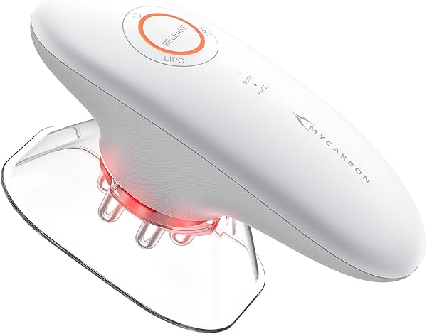 MYCARBON 3in1 Schröpfmassagegerät mit EMS & Rotlicht Funktion, Elektrisches Massagegerät mit 3 Stufen, Praktisches Schröpfmassage Körperpflegegerät für Zu Hause & Unterwegs, Weiß