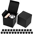 Mcfleet Black Gift Boxes with Lids 4x4x4 Inches 25 Pack Groomsmen Proposal Cardboard Craft Gift Box for Christmas, Wedding, Graduation, Holiday, Birthday Presents Packaging