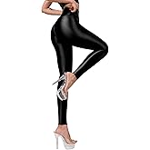 E EASILK Women's High Waist Workout Leggings Indoor Fitness Pilates Sports Pants Glossy Opaque Yoga Tights
