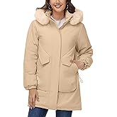 Lamgool Women's Winter Coats Warm Thicken Puffer Jackets Windproof Hooded Parka with Removable Faux Fur Trim Hood