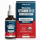 BioActive Vitamin B12 5000mcg, 3 BioActive Forms + Methylfolate Cofactor | Methylcobalamin, Adenosyl &amp; Hydroxy, Sublingual Liquid Drops, Berry Flavor, Organic, Non-GMO, Vegan, 1oz