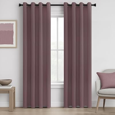 MRTREES Blackout Curtains 66x90 Inch 2 Panels Blush Pink Eyelet Thermal