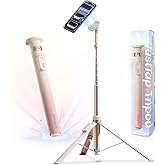 KraftGeek Magnetic Phone Tripod for iPhone MagSafe – 66'' Auto-Open Selfie Stick with Remote, Cell Phone Tripod Stand for Video Recording, Vlogging & TikTok (Ombré Peach)