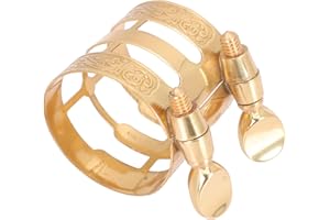 SUPVOX Alto Saxophone Reed Clip Ligature Embossed Metal Clamp Copper Fixing Sax Clamp for Woodwind Accessories