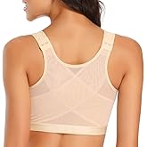 WOWENY Posture Bra Corrector for Women Full Coverage Front Closure X-Strap Wirefree Back Support Fix Body Shaper Bra
