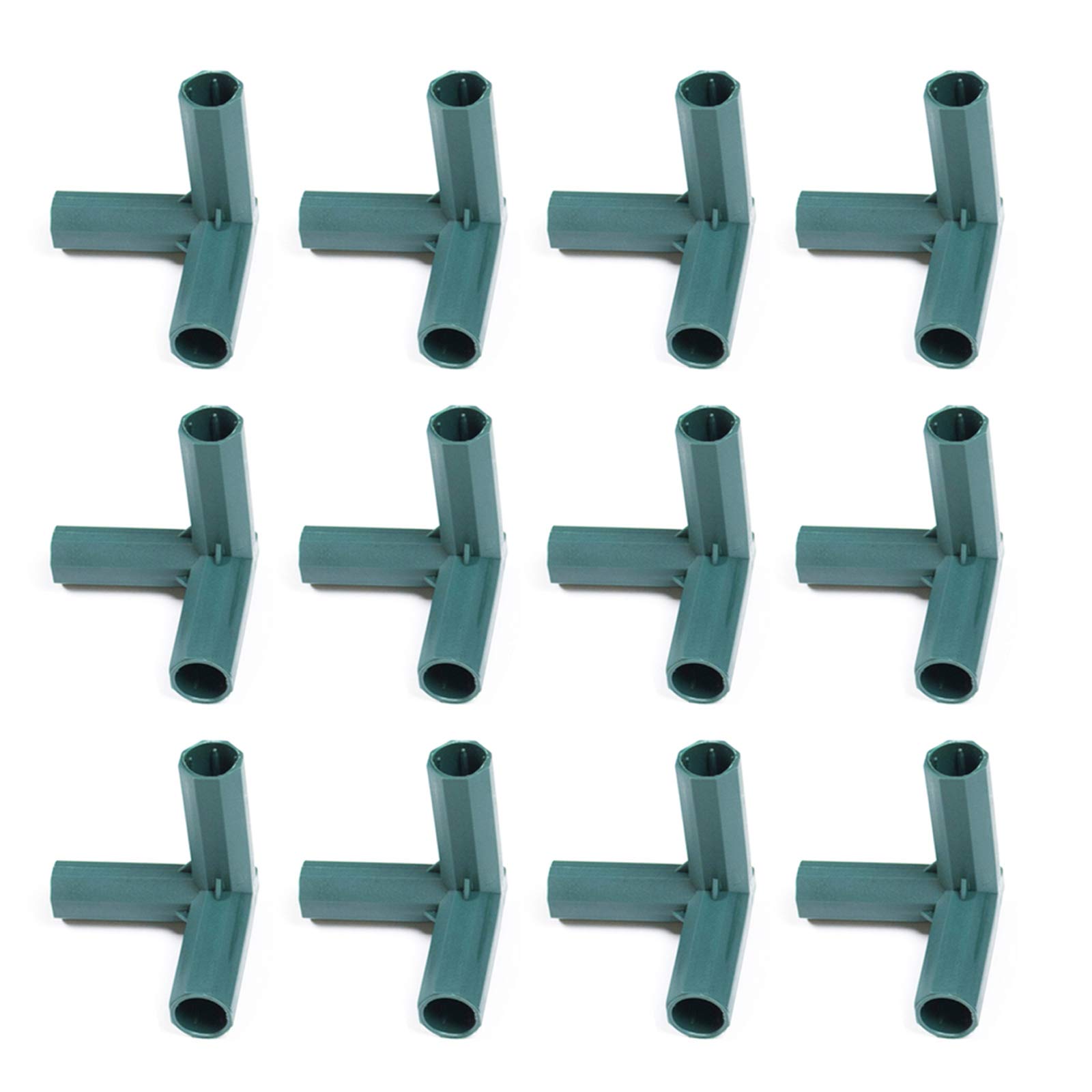 HLTER 12pcs Gardening Plastic T-Connectors Bracket Pipe Parts,Tee Joint Bracket,3/4 Way 11mm Greenhouse Frame Connector for Flower Pot Vegetable Garden Lawn Fits Drip Tubing