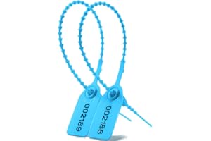 LeadSeals 200PCS Light Blue Plastic Tamper Seals, Numberd Zip Ties for Fire Extinguisher Pull Tite Security Seals Tags Disposable Tamper Evident Self-Locking Seal Tags 250mm Length