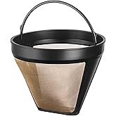 NRP Taller #4 Gold-tone Permanent Coffee Filter Compatible for KRUPS SAVOY, Braun, DeLonghi 12 cup Coffeemaker &amp; More