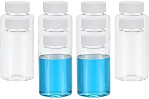 PATIKIL 10 Pcs 150ml Reagent Bottles, PET Wide Mouth Round Bottles with Screw Cap for Lab Water Reagent Liquids Solid Sample 