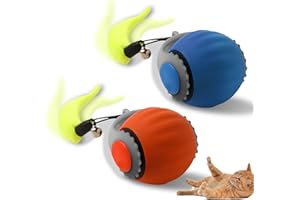 LONNIY Speedy 3.0 Ball, Smart Interactive Cat Toy Balls, Automatic Rolling Ball 2.0 Enrichment Toy, with Tail Two Speed Adjustment (Orange + Blue)