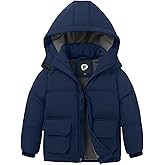 poonyfesh Boys Winter Coat Boys' Thick Puffer Jackets with Removable Hood Warm Quilted Coats Big Boys