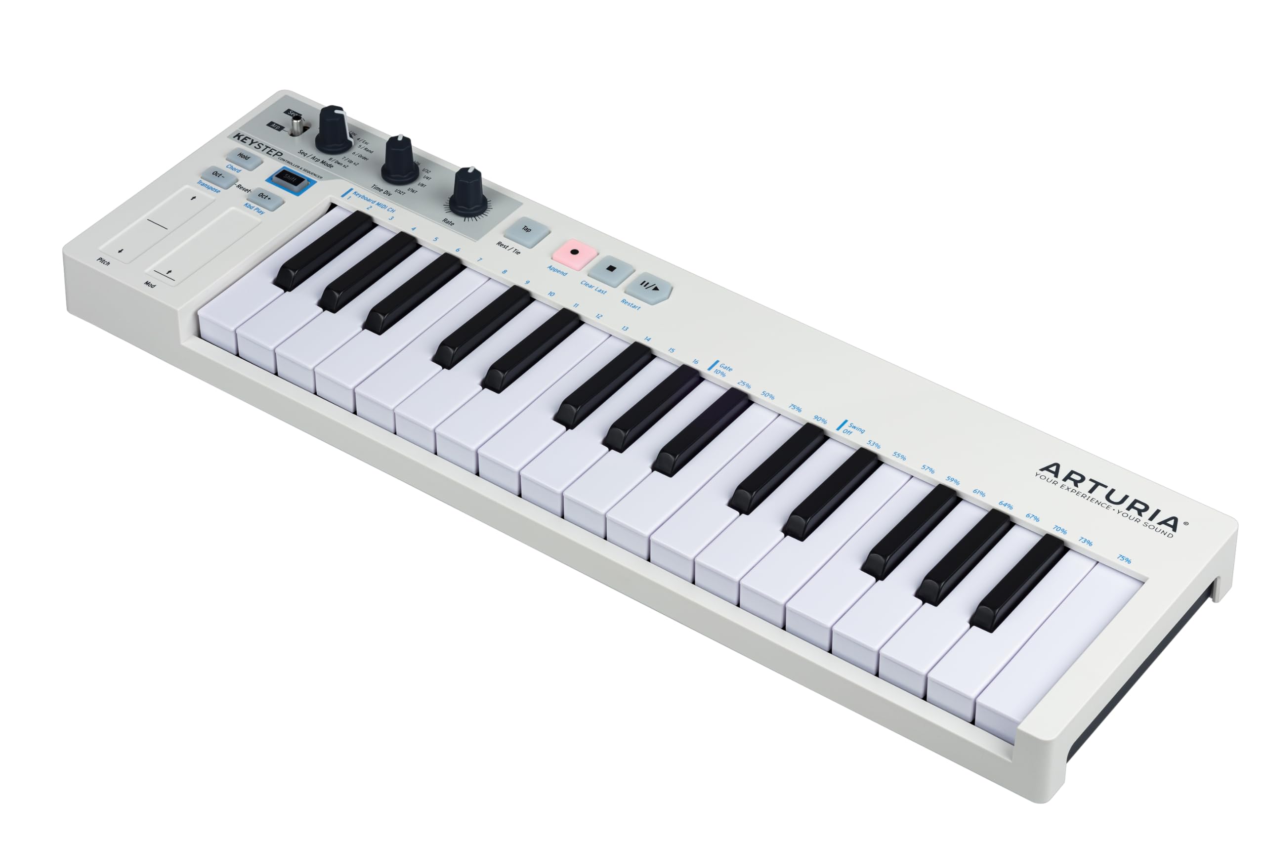 Arturia - Keystep - Portable MIDI Controller, Sequencer and Arpeggiator - 32 Slimkeys, 8-Memory Polyphonic Step Sequencer, 8-Mode Arpeggiator, CV-Compatible - White