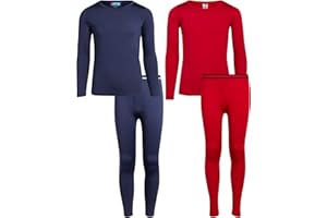 ONLY BOYS Thermal Underwear Set – 4 Piece Brushed Fleece Top and Long Johns (2T-16)