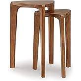 Signature Design by Ashley Brynnleigh Contemporary Nesting Accent Table, Set of 2, Light Brown
