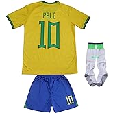 WINKIZIL Vintage Brasil Home #10#9 Retro Football Soccer Kids Jersey Shorts Socks Set Youth Sizes