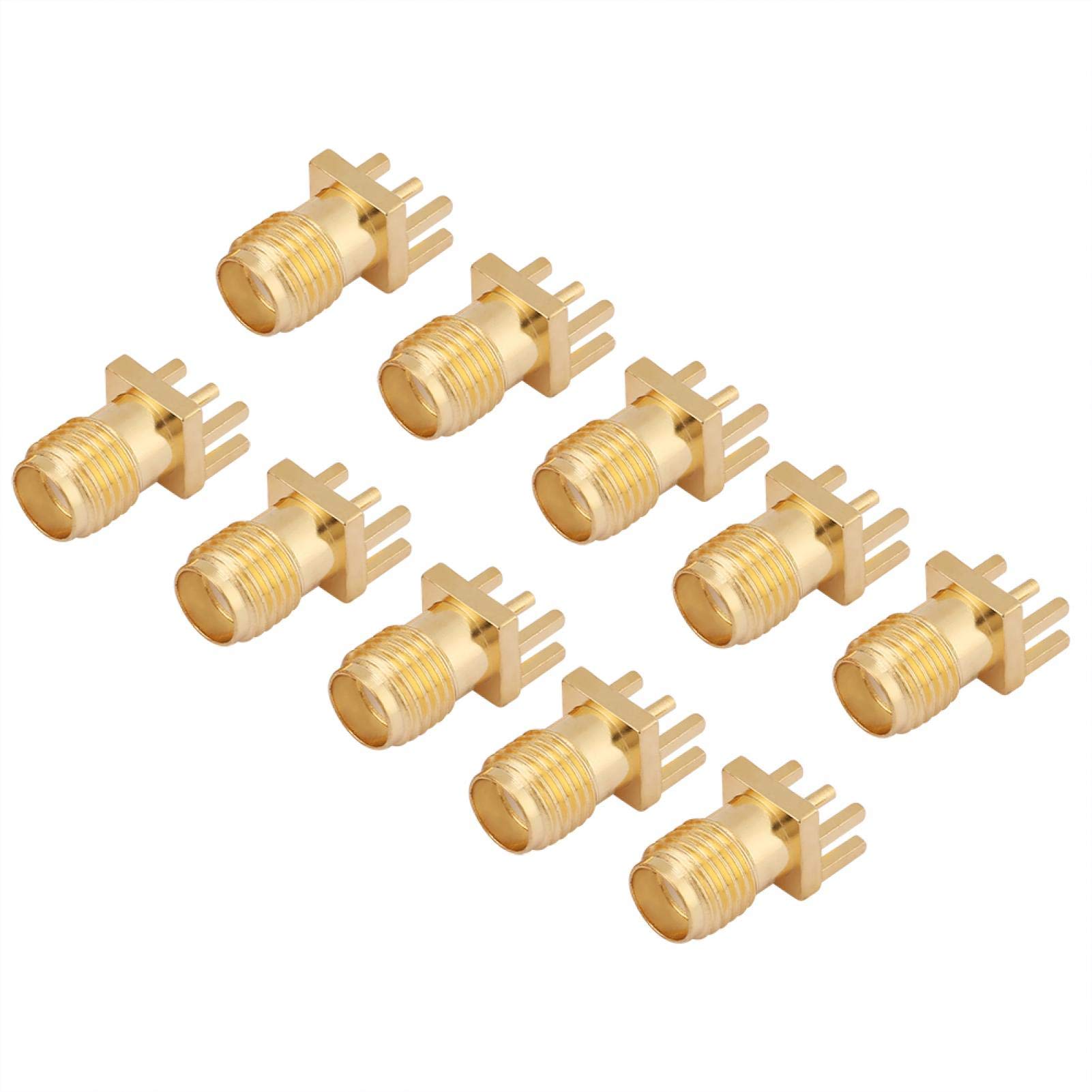 Jeanoko 10Pcs Female Bottom Socket Sma Brass PCB Mounting Socket RF Connector Socket Female SocketElectrical auxiliary materials