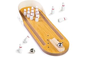 mini Bowling Set, Wooden Tabletop Bowling Game Desk Toys Desktop Home Alleys, Desk Gifts for Coworkers, Fun Gag Gifts