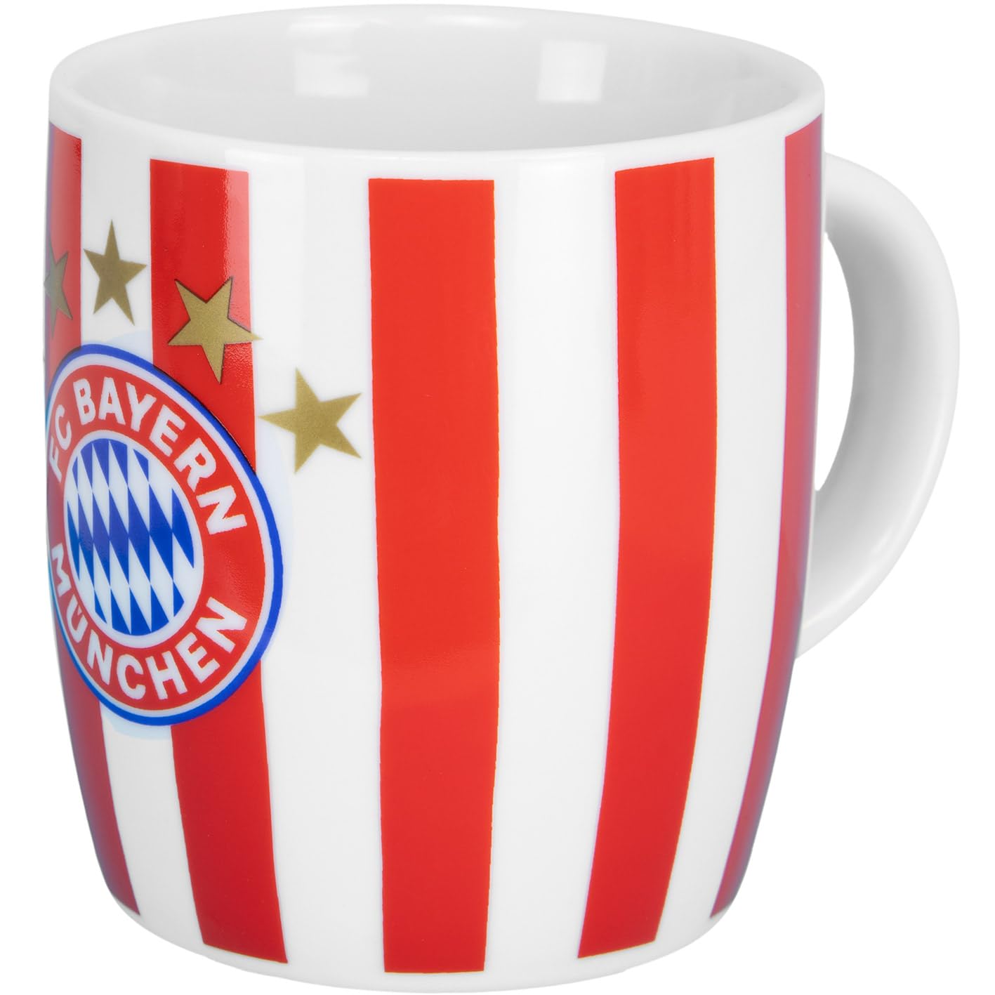 FC Bayern München Ceramic Striped Mug, 0.3 liters, Red/White, Official Fan Item