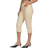 luvamia Capri Jeans for Women Trendy High Waisted Slim Split Hem Stretch Denim Jean Capris Cropped Pants Casual Summer