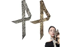 Leopard Print Purse Scarf for Women Handbags Tote Bag Charms Leopard Scarf Long Silk Neckerchief Skinny Scarf Thin Sacrves fo