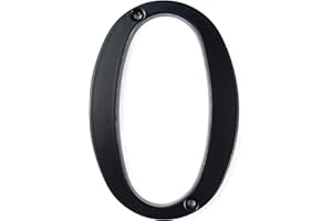 HASWARE House Number Sign 4 inch Modern Door Numbers Signage Plaque Street Home Address Numerals Zinc Alloy (0, Black)