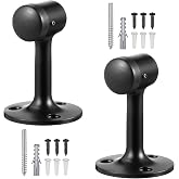 Otoolling 2 Pack Heavy Duty Floor Mounted Door Stops, 3 Inches Solid Brass | Bumper Stop, Commercial Grade Solid Brass, Door Stop Accessories, with Rubber Bumper, Stainless Steel Screws,Matte Black