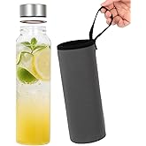 AuroTrends 32 oz Borosilicate Glass Water Bottle with Sleeve, 1 Liter Glass Water Bottle, Leak-Proof & Thermal Shock Resistant Ideal for Gym/Office/Travel, Neoprene Sleeve & Gift Box Included
