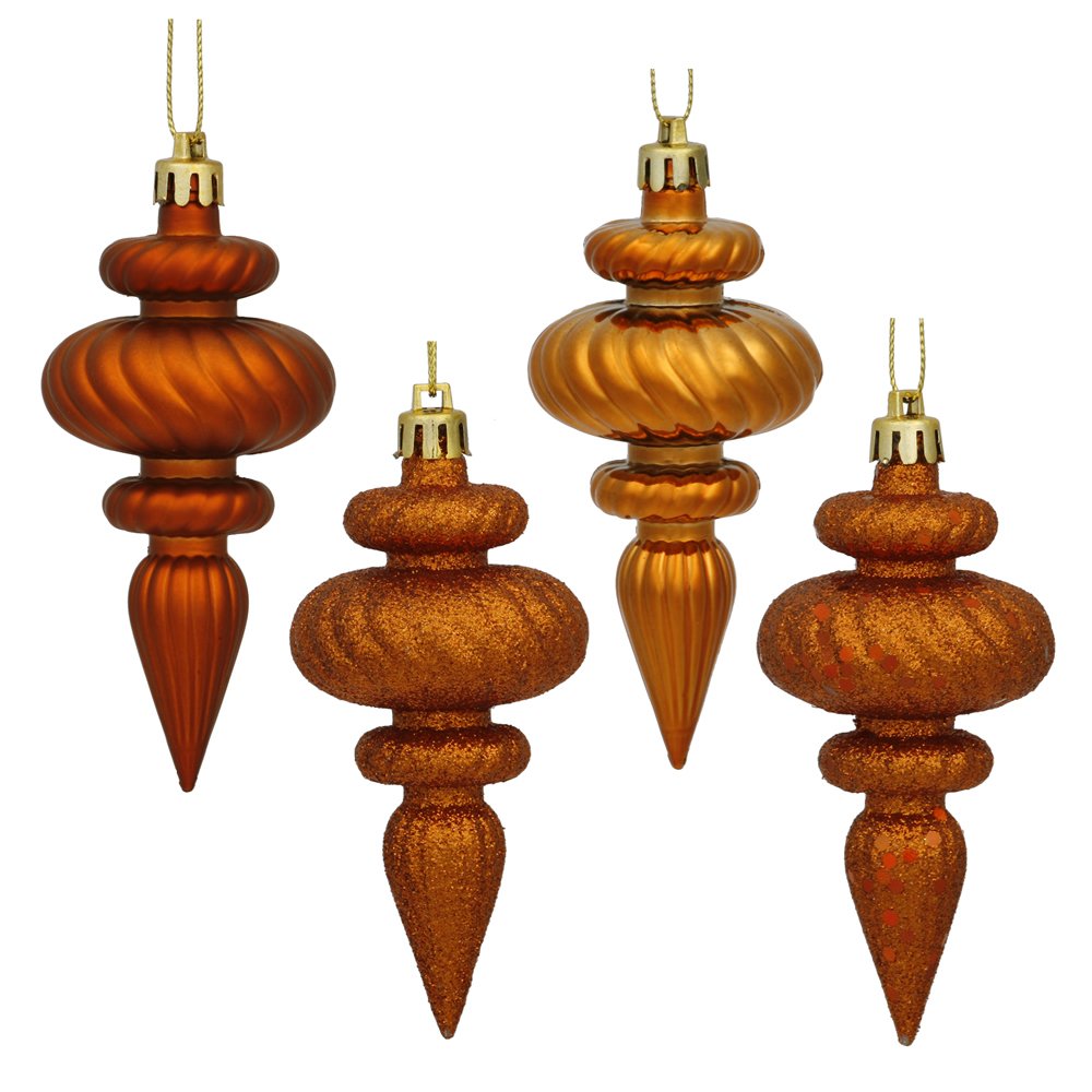 Vickerman Finial 4 Finish with Asst 8/Bx, Burnished orange, 4"