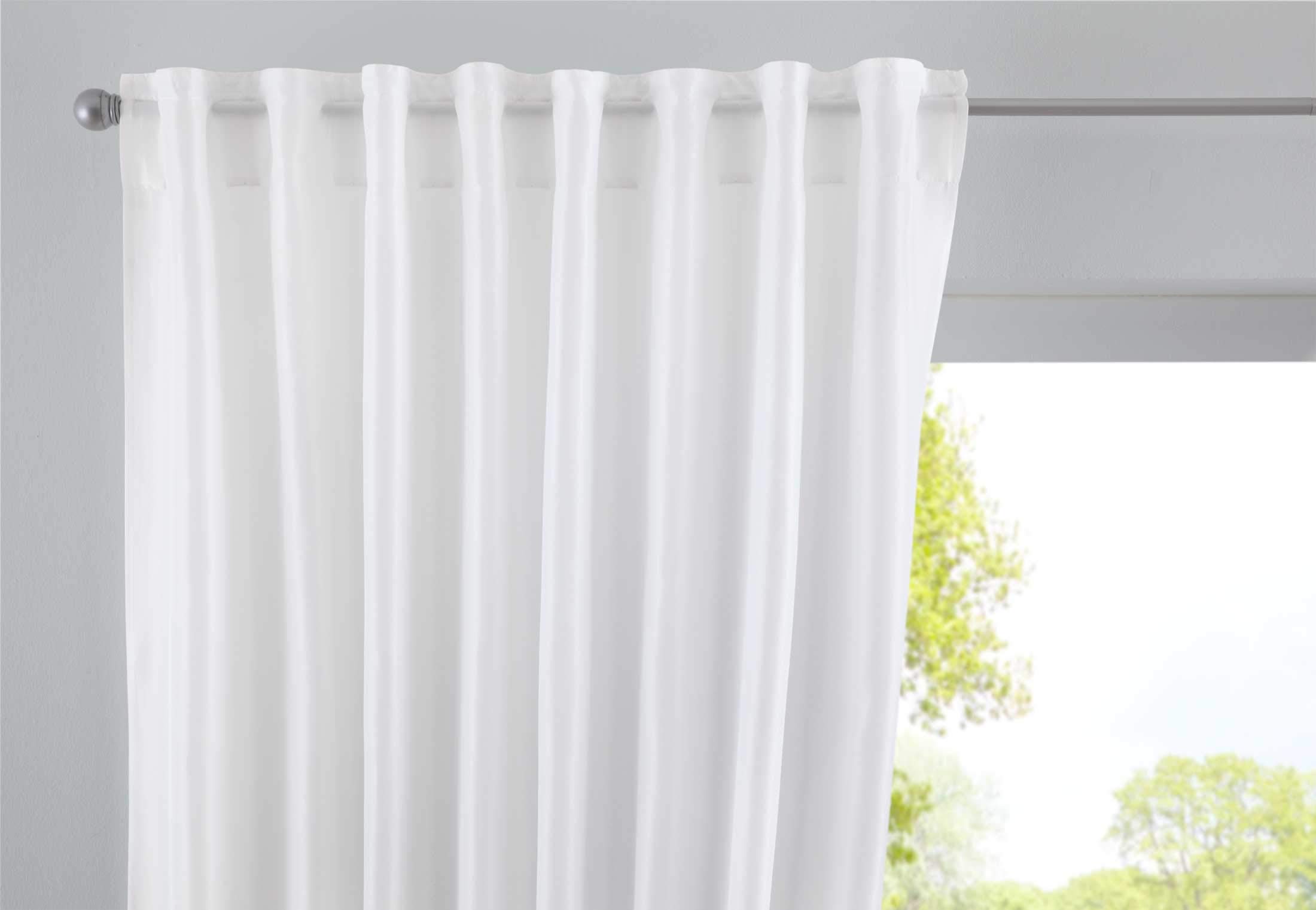 Gardinenbox Cationic Jena 2019037 Concealed Loops 250 x 140 cm White Opaque Linen Look Curtain Mottled Curtain with Tiebacks