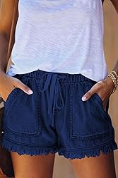 YOCUR Womens Jean Shorts High Waisted Drawstring