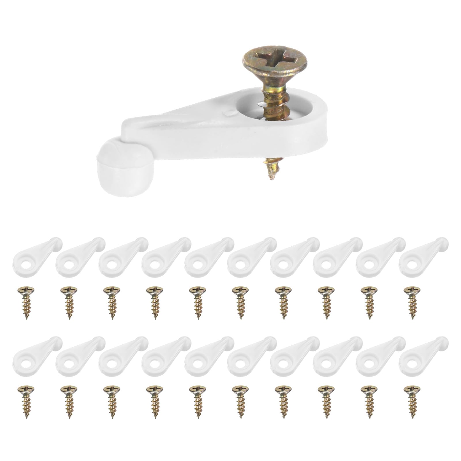 M METERXITY 200 Pack Glass Retainer Clips, Offset 4mm Plastic Glass Panel Retainer Clips Bracket Screen Door Clips W Screws for Fixing Mirror/Glass/Cabinet/Doors/Windows [Ball Type, White]